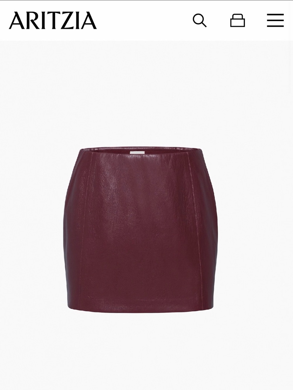 Aritzia Wilfred Burgundy Faux Leather Mini Skirt